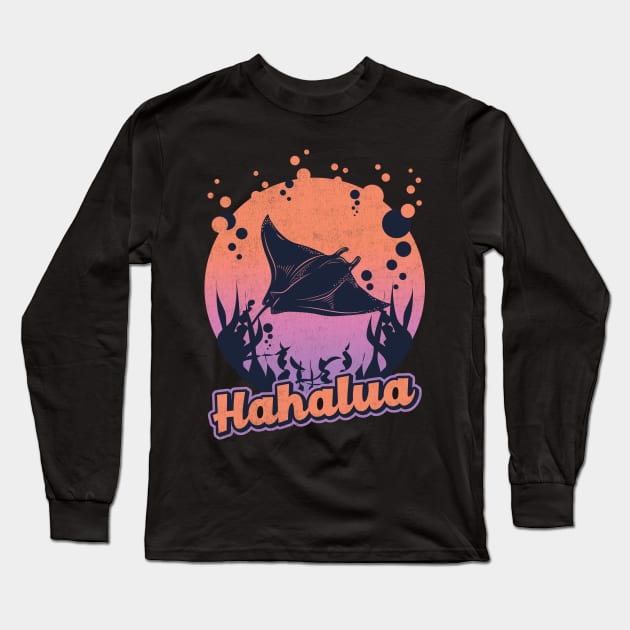 Vintage Hahalua Hawaiian for Stingray manta ray beauty of the sea Long Sleeve T-Shirt by Joaddo